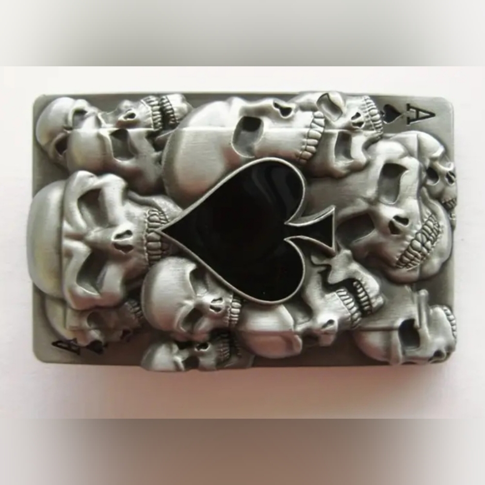 New ace of spades poker skull belt buckle